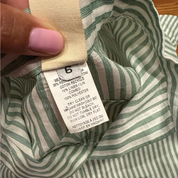 Zero + Maria Cornejo Aissa Long Green Stripe Dress Size 6